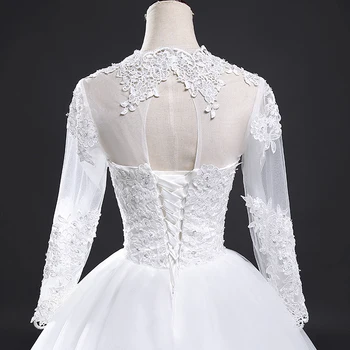 Fansmile 2020 Chalatas De Mariage Princesė Long Sleeve Lace Kamuolys Suknelė Vestuvių Suknelė Užsakymą Vestido De Noiva FMV-578F
