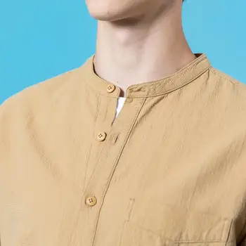 SIMWOOD 2020 m. Vasarą Naujosios medvilnės marškinėliai vyrams mados trys ketvirtį rankovės pusė mygtuką megztinis marškinėliai plius dydis viršūnes SJ170364