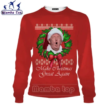 Mamba viršų 3D Spausdinimo Kalėdų Palaidinukė Juokingi vyriški Marškiniai ilgomis Rankovėmis Sniego Vyrų Fitneso Harajuku Donald Trump Moterų Streetwear