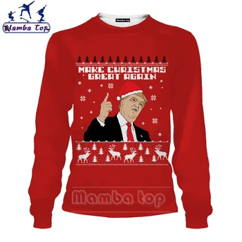 Mamba viršų 3D Spausdinimo Kalėdų Palaidinukė Juokingi vyriški Marškiniai ilgomis Rankovėmis Sniego Vyrų Fitneso Harajuku Donald Trump Moterų Streetwear