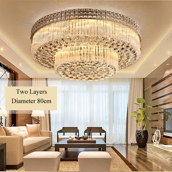Prabangus LED aukso kambarį round crystal apšvietimas atmosferos Europos stiliaus modernus pailgos lempos trijų sluoksnių ribos žibintai