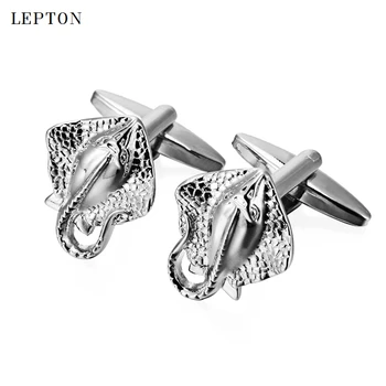 Lepton Velnio žuvis rankogalių segtukai už Mens Gold & Black & Sidabro spalvos Naujovė Gyvūnų Rankogalių segtukai 3D Vario žuvų Cufflink gemelos
