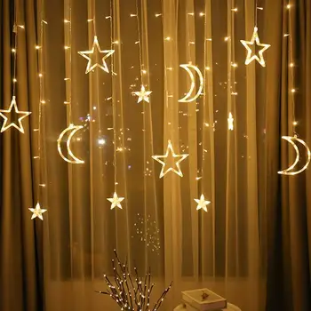 220V LED Moon Star Lempos Kalėdinė Girlianda 