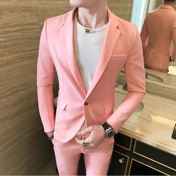 Naujas 2020 poliesteris vieną sagtį vientisos spalvos, verslo mada vyrų kostiumas vyrų vientisos spalvos atsitiktinis verslo laisvalaikio kostiumas