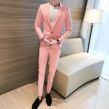 Naujas 2020 poliesteris vieną sagtį vientisos spalvos, verslo mada vyrų kostiumas vyrų vientisos spalvos atsitiktinis verslo laisvalaikio kostiumas
