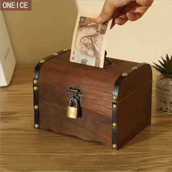 Derliaus piggy bank, mediniai rankų rakinama vaikų monetų dėžutė, didelės talpos popieriniai pinigai ir monetos,pinigų taupymo Saugiam dėžutę