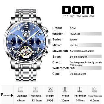 Mechaniniai Laikrodžiai Sporto DOM Žiūrėti Vyrų Vandeniui Laikrodis Mens Prekės Prabangos Laikrodis Relogio Masculino M-tvarkos taisyklių 75d-7M