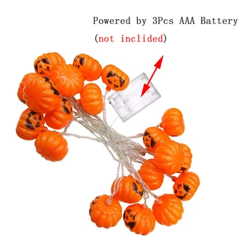 Su baterijomis, 10leds/20leds 3D Moliūgų LED Pasakų String Žibintai Helovinas Kalėdų Sodo Puošmena Žibintai Žibintai