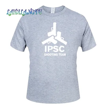 Europa Dydžio vientisos spalvos Medvilnės T Shirt Mens IPSC Šaudymo Komanda Vasarą Riedlentė Tee Berniukas Hip-hop Skate Marškinėlius Viršūnės