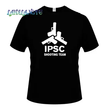 Europa Dydžio vientisos spalvos Medvilnės T Shirt Mens IPSC Šaudymo Komanda Vasarą Riedlentė Tee Berniukas Hip-hop Skate Marškinėlius Viršūnės