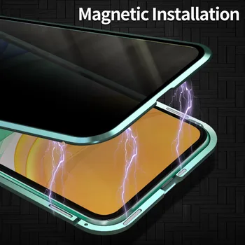 Naujas Metalo Magnetinių Grūdintas Stiklas Privatumo Telefono dėklas skirtas iphone 11 2019 Magnetas Apsauginis Dangtelis, Skirtas 