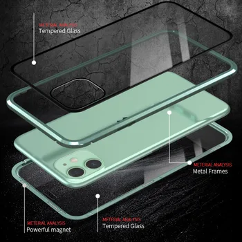 Naujas Metalo Magnetinių Grūdintas Stiklas Privatumo Telefono dėklas skirtas iphone 11 2019 Magnetas Apsauginis Dangtelis, Skirtas 