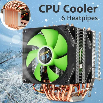 6 šilumos vamzdžiai CPU Aušintuvo Radiatoriaus Aušinimo 3PIN Dual Fan Kompiuteris PC Atveju Gerbėjų LGA 1150/1151/1155/1156/1366/775 Už HUANANZHI