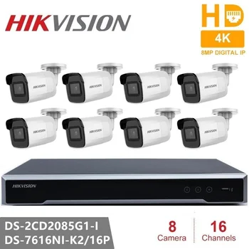 Hikvision Vaizdo Stebėjimo Komplektas DS-2CD2085G1-I 8 MP IR Kulka Tinklo Kameros Darkfighter IR 30M Poe Fotoaparatas