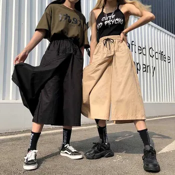NiceMix Harajuku Pločio Kojų, Sijonai, Capri Kelnės Moterims Aukšto Liemens Kelnės Streetwear 2020 M. Rudenį Korėjos Krovinių Kelnės Pantalones Muje