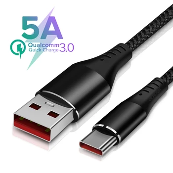 5A USB C Tipo Kabelis Greitas Įkrovimas USB-C Įkroviklio Kabelį Huawei Mate 30 20 P40 30 Pro Mobiliojo Telefono USBC Greita Įkrovimo Laidas