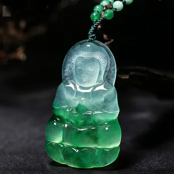 Iškirpti Guanyin Jade Pakabukas Gamtos Kinijos Balta Žalia Žadeitas Bodhisatvos Karoliai Papuošalų Mados Amuletas Žmogus Laimę Dovanos