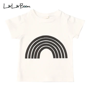 LarLarBoom 2019 Naujas Mados Vaikiški marškinėliai Vasaros trumpomis Rankovėmis Vaikų Viršuje Tees Laišką Modelis Medvilnės Kūdikių Berniukų, Mergaičių marškinėliai