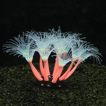 Žėrintis Poveikis Saulėgrąžų Dirbtinių Apdailos Silikono Ornamentu Žuvų Bakas Akvariumas su Siurbimo Taurės,Modeliavimo Koralų Augalų