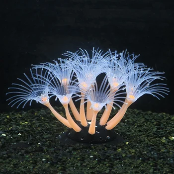 Žėrintis Poveikis Saulėgrąžų Dirbtinių Apdailos Silikono Ornamentu Žuvų Bakas Akvariumas su Siurbimo Taurės,Modeliavimo Koralų Augalų