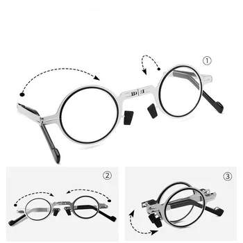 Naujas sulankstomas anti-mėlyna šviesa skaitymo akiniai moterų mados apvalus rėmo katę akinius, vyriški nešiojamų ultra-plonas skaitymo akiniai