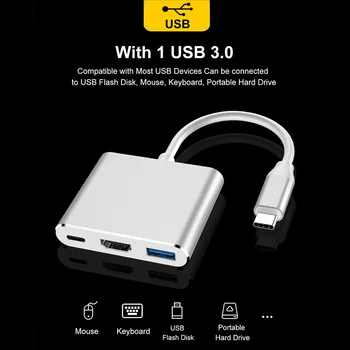USB C-HDMI-sąsaja USB 3.0 C Tipo Konverteris 4K Vaizdo PD Greita Įkrovimo Multiport Adapteris, skirtas MacBook/Chromebook 