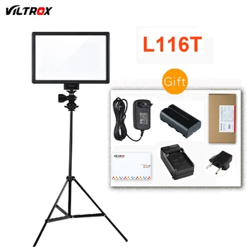 Viltrox L116T LCD Ekranas Bi-Color & Pritemdomi Slim DSLR Vaizdo LED Šviesos + Baterija + Kroviklis Canon Nikon vaizdo Kamera DV Kameros