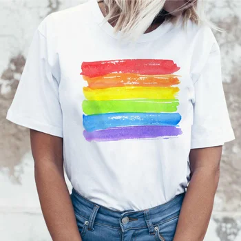 Vaivorykštė marškinėliai moterims kawaii estetinės harajuku ulzzang 2019 viršuje Vasaros 90-ųjų grunge stiliaus korėjos tee marškinėliai moteriška O Kaklo Grafinis