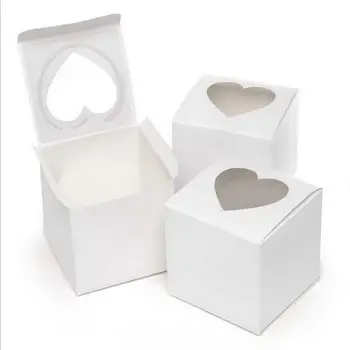 50pcs Baltos širdies Mini Keksiukų vestuvių lazerio saldainių dėžutė naudai dėžutė vestuvių naudai langelį mergaitės berniukai gimtadienio babyshow supplie