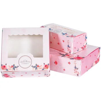 StoBag 20pcs Cupcake Popieriaus Dėžutėje Su langeliu Saldainiai Maisto Slapukus, Pyragaičiai Pakavimo Popieriaus Dėžės Pink Rose Kiaušinių Tortai Paketo Partijos Naudai