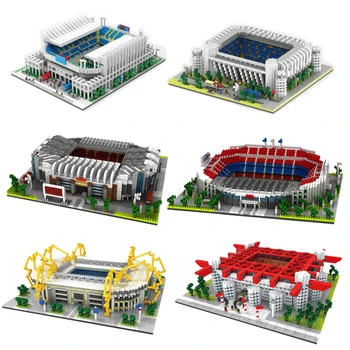 Architektūros blokuoti Old Trafford Futbolo Srityje Žaislas Nou Camp Stadiono Statybos Milano Micro Blokai Švietimo Plytų Dovanos