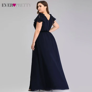 Plus Size Vakaro Suknelės Kada Nors Gana-Line V-Kaklo Lankas Trumpas Rankovės Elegantiškas Tamsiai Mėlyna Oficialią Šalies Chalatai Vestido Noche Elegante
