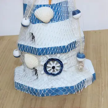 Mielas Viduržemio Modelis Medienos Švyturio Jūros Stiliaus Baltos Spalvos Dryžuotos Mėlynos Švyturio Rankdarbių Namų Dekoro Priedai