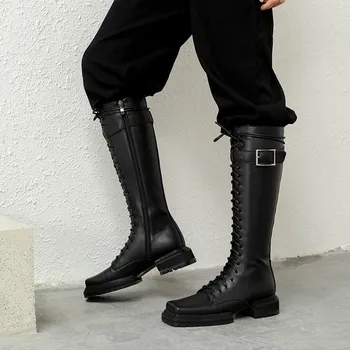MORAZORA 2020 m. natūralios odos batus med kulniukai aikštėje kojų juoda spalva kelio ilgi batai žiemos mados moterų batai ponios batai
