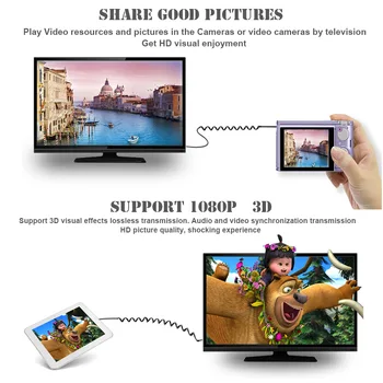 3D 4K Pavasario Micro HDMI suderinamus Adapterio Kabelį Auksu HDTV Konverteris Kodas LCD XBox Tablet Projektoriaus Ekranas