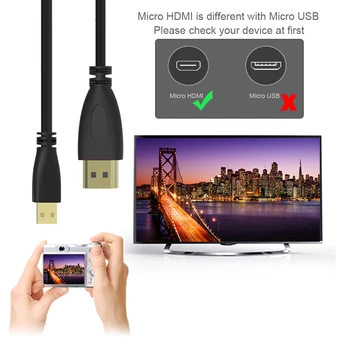 3D 4K Pavasario Micro HDMI suderinamus Adapterio Kabelį Auksu HDTV Konverteris Kodas LCD XBox Tablet Projektoriaus Ekranas