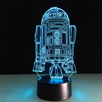 3D Naktį Žibintai Kosmoso Karo Robotas Vaizdo LED Stalo Lempa 7 Spalvų Keitimas Žibintai Apdailos Stalo Lempos Vaikas Kalėdų Dovana