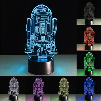 3D Naktį Žibintai Kosmoso Karo Robotas Vaizdo LED Stalo Lempa 7 Spalvų Keitimas Žibintai Apdailos Stalo Lempos Vaikas Kalėdų Dovana