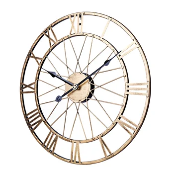 40cm Geležies Meno Tuščiaviduriai Silent Sieninis Laikrodis garso Išjungimo Laikrodis su Romėniškais Skaitmenimis Gyvenimo Kambario, Miegamasis Dekoro - Derliaus Aukso