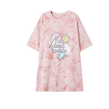 2020 metų Vasaros trumparankoviai marškinėliai Moteriška Harajuku Kolegijos Vėjo ins Banga Laisvi tie dažai Spausdinti Seserys Striukė 864