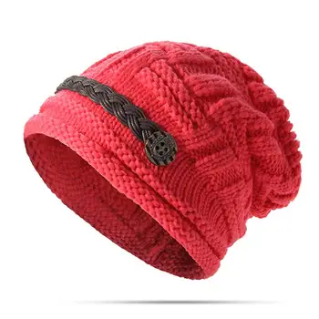 Moterų Mygtukai Nerijos Dekoro Megzti Beanies Žiemos Moterų Skrybėlę Toca Slidinėjimo Kepurė Naujas Mados Mezgimo Nėrimo Baggy Beanie Skrybėlių Moterų