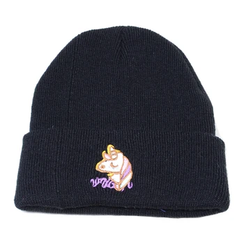 Rudenį Moterų Kepuraitė Žiemos Megzti Skrybėlę Vienaragis Siuvinėjimo Beanies bžūp Unisex Žiemą šiltas Skullies Hip-Hop Bžūp