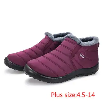 2021 išlaikyti anti-slydimo apačioje neperšlampami sniego batai moterims, Šilta pliušinis viduje žieminiai batai vientisa spalva moterys, ponios batai plius dydis