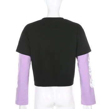 Weekeep Gaisro Liepsnos Spausdinti Padirbtus Dviejų Dalių Palaidinukė Moterų Harajuku Gotikos Streetwear Hoodies Mados Prarasti Pasėlių Palaidinės 2020 M.