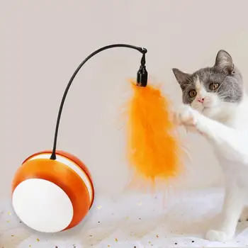 LED Šviesos Elektros Plunksnų Kamuolys Naminių Kačių Kačiukų Erzina Klijuoti Interaktyvus Žaislas