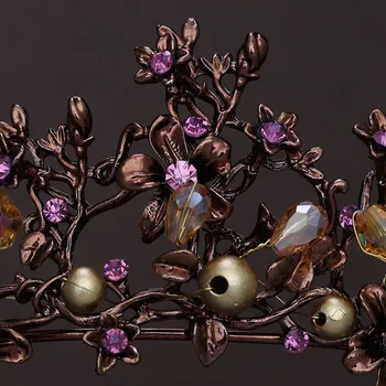 2018 Baroko Derliaus Violetinė Crystal Gėlių Perlas Vestuvių Rožančiai Karūna Diadem Inscenizacija Vainikėliai Lankelis Vestuvių Plaukų Aksesuarai