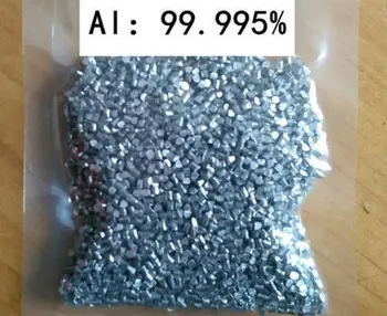 Aliuminio metalo elementas 13 Al blizga granulės 100 gramų 99,995%