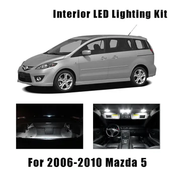 10vnt Baltos Lemputės, Automobilių LED Vidaus apšvietimo Komplektas Tinka 2006 m. 2007 m. 2008 M. 2009 M. 2010 M. Mazda 5 Žemėlapį Dome Magistraliniai Krovinių Licencijos Lempos