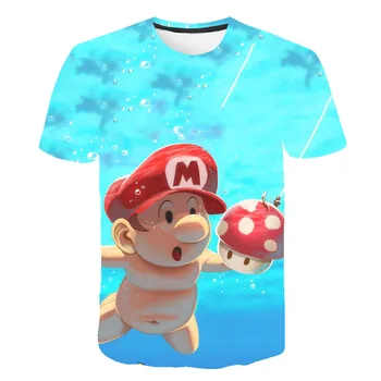 Mados animacinių filmų Mario, Sonic 3D dizaino T-shirt vaikų vasaros marškinėliai berniukui, mergina marškinėliai atsitiktinis T-shir