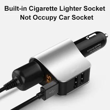 Cigarečių Degiklio Lizdą Splitter 3 USB Automobilinis Kroviklis 12V-24V 80W Maitinimo Adapterį Skaitmeninis LED Ekranas, Baterija Stebėti, Automobilių Sunkvežimis